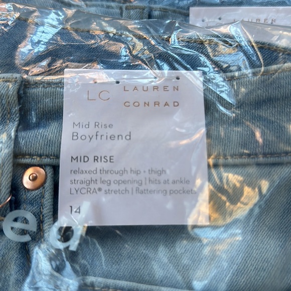 LC Lauren Conrad Mid Rise Slim Fit Boyfriend Jeans Brigitte Light Wash Denim NWT - Picture 9 of 11